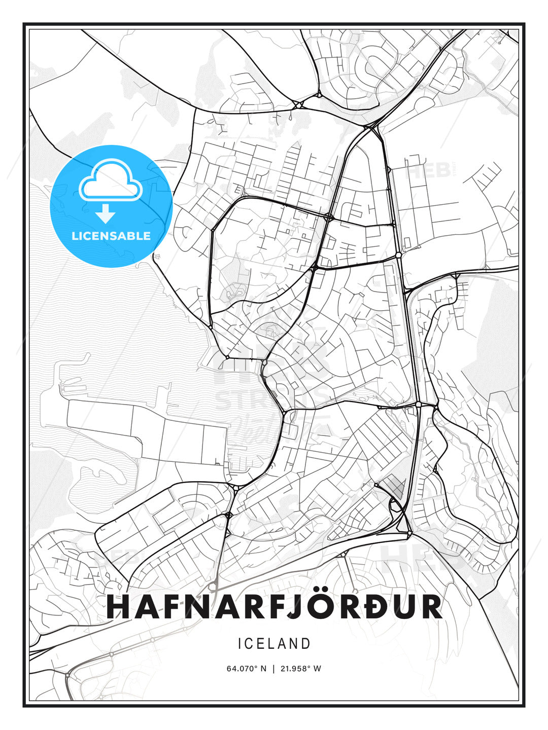 Hafnarfjörður, Iceland, Modern Print Template in Various Formats - HEBSTREITS Sketches