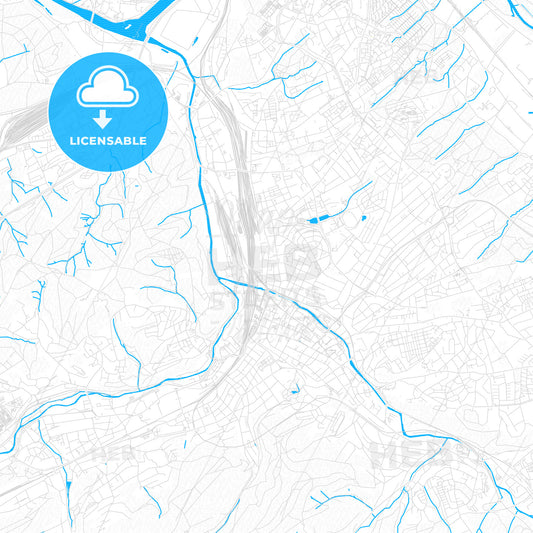 Hagen, Germany PDF vector map with water in focus