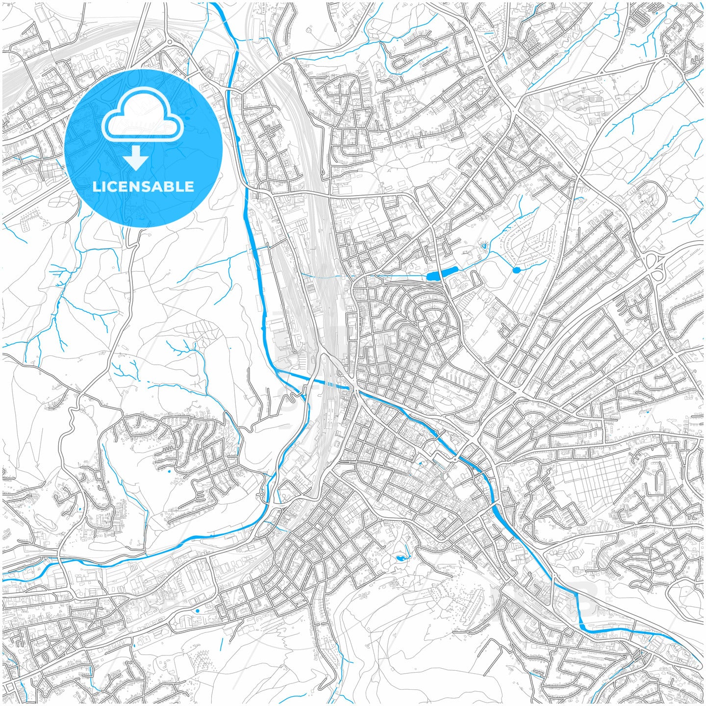 Hagen, North Rhine-Westphalia, Germany, city map with high quality roads.