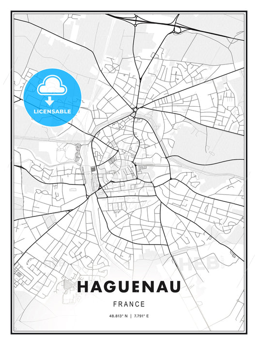 Haguenau, France, Modern Print Template in Various Formats - HEBSTREITS Sketches