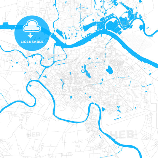 Haiphong, Vietnam PDF vector map with water in focus