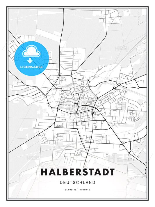 Halberstadt, Germany, Modern Print Template in Various Formats - HEBSTREITS Sketches
