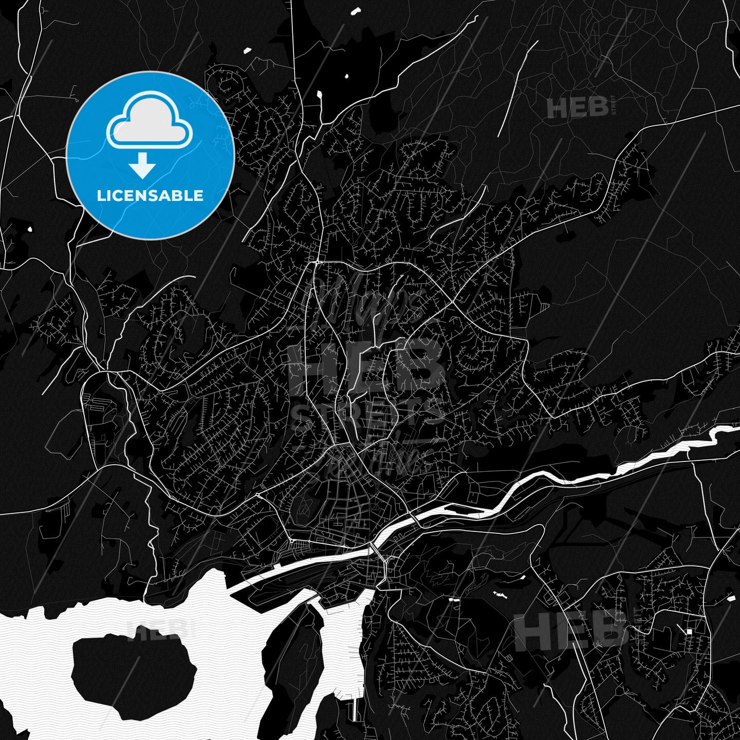 Halden, Norway Pdf Vector Map Black And White – HEBSTREITS