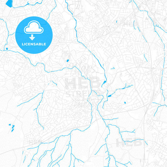 Halesowen, England PDF vector map with water in focus