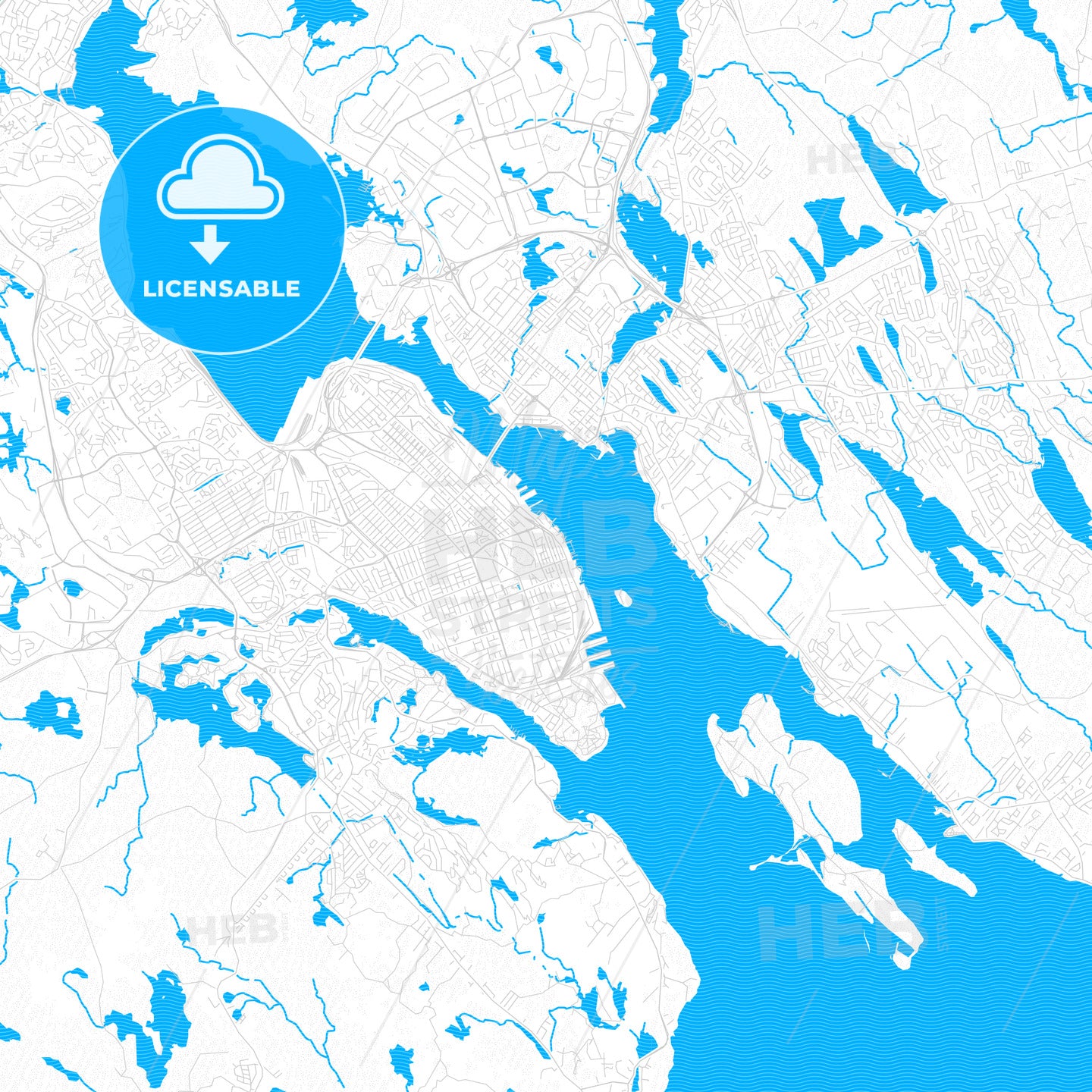 Halifax, Canada PDF vector map with water in focus