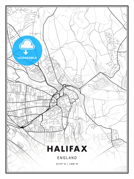 Halifax, England, Modern Print Template in Various Formats - HEBSTREITS Sketches