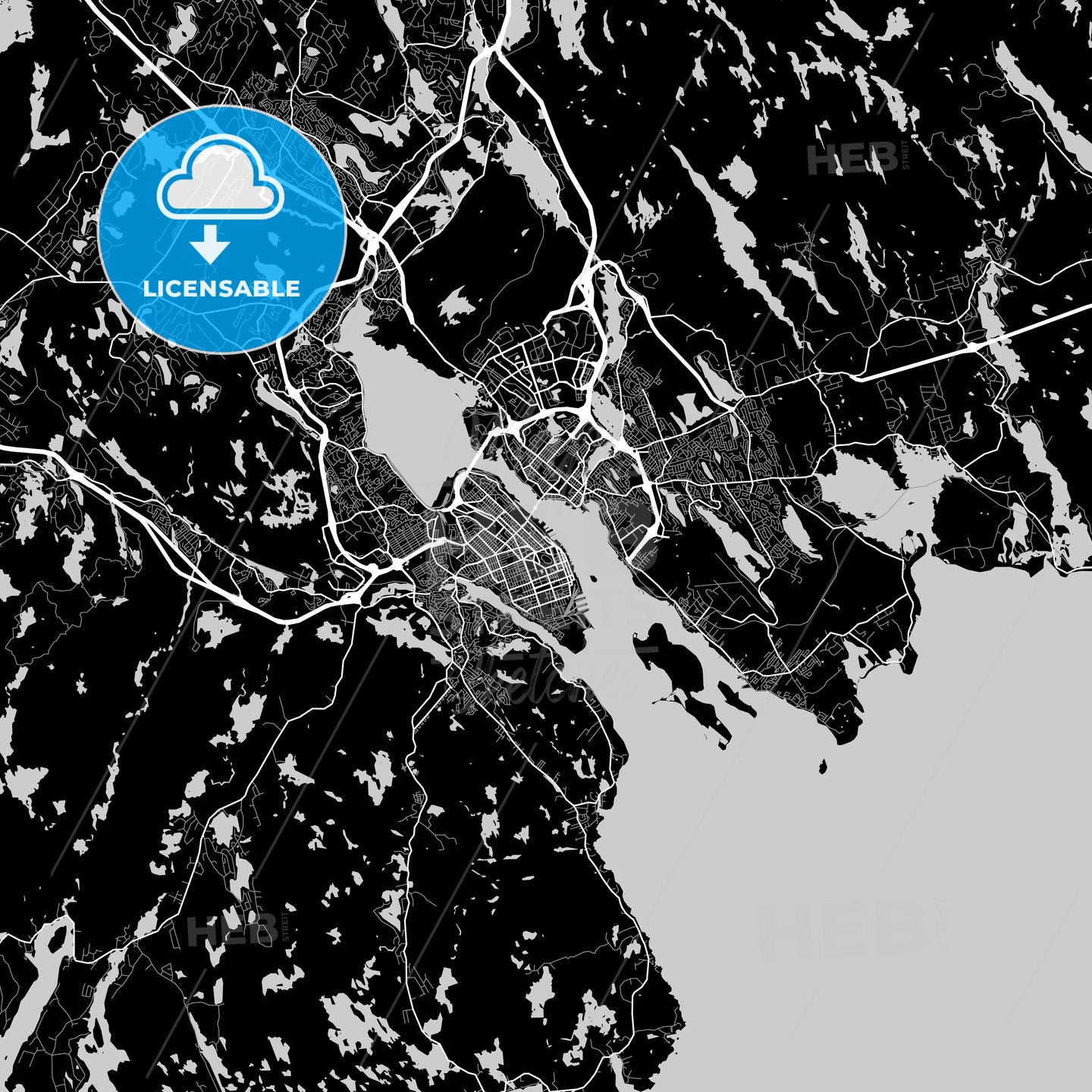 Halifax, Nova Scotia, Area Map, Dark