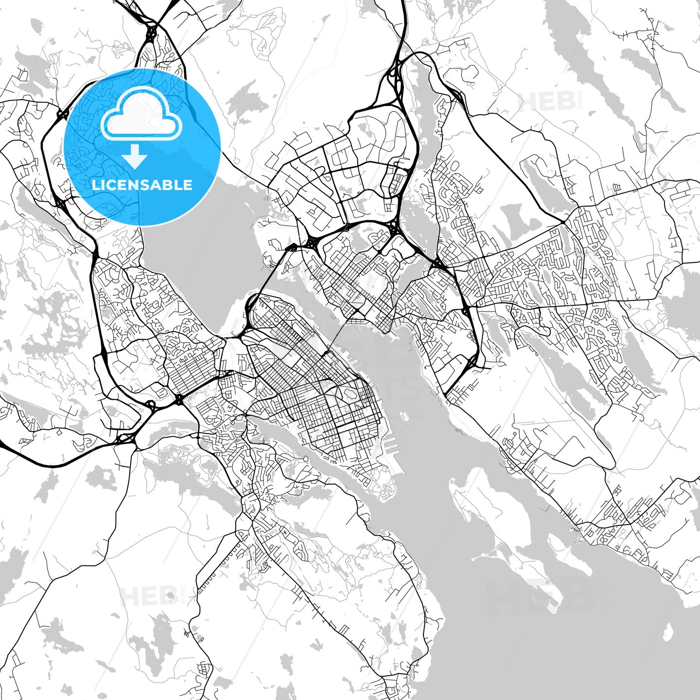 Halifax, Nova Scotia, Downtown City Map, Light