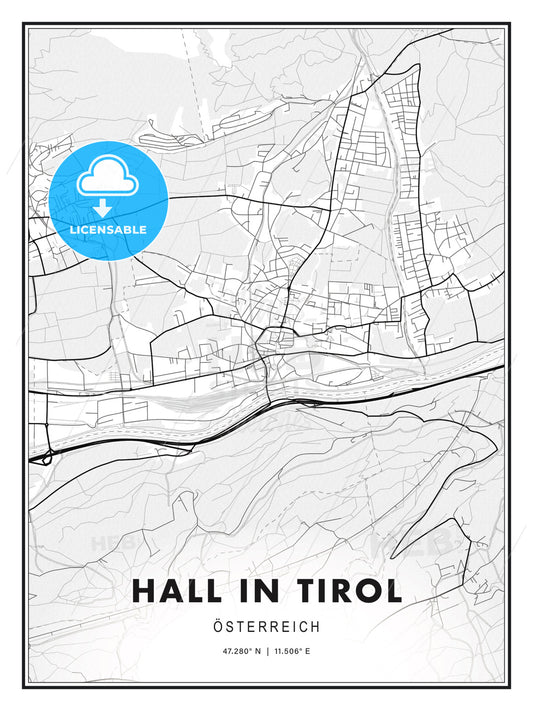 Hall in Tirol, Austria, Modern Print Template in Various Formats - HEBSTREITS Sketches