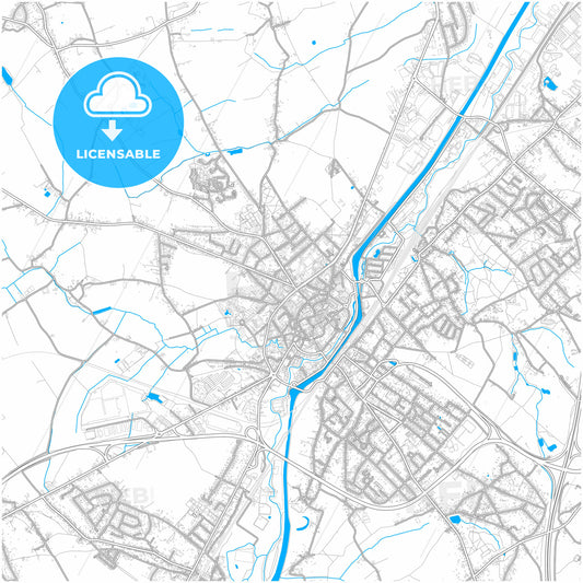 Halle, Flemish Brabant, Belgium, city map with high quality roads.