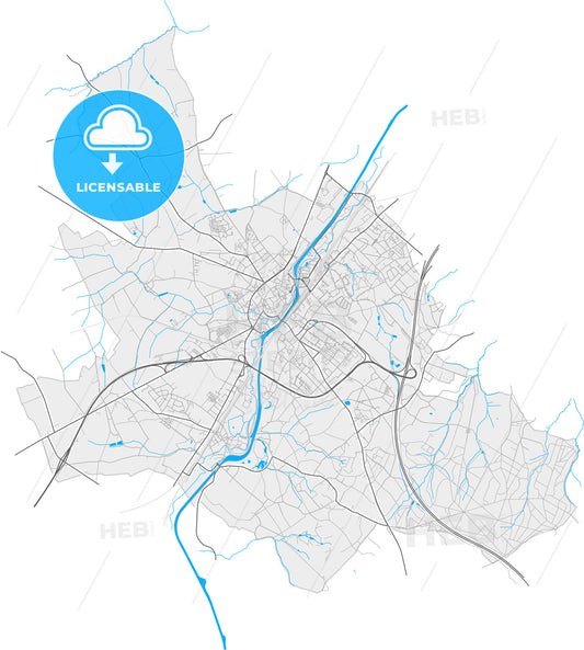Halle, Flemish Brabant, Belgium, high quality vector map