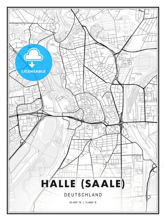 Halle (Saale), Germany, Modern Print Template in Various Formats - HEBSTREITS Sketches