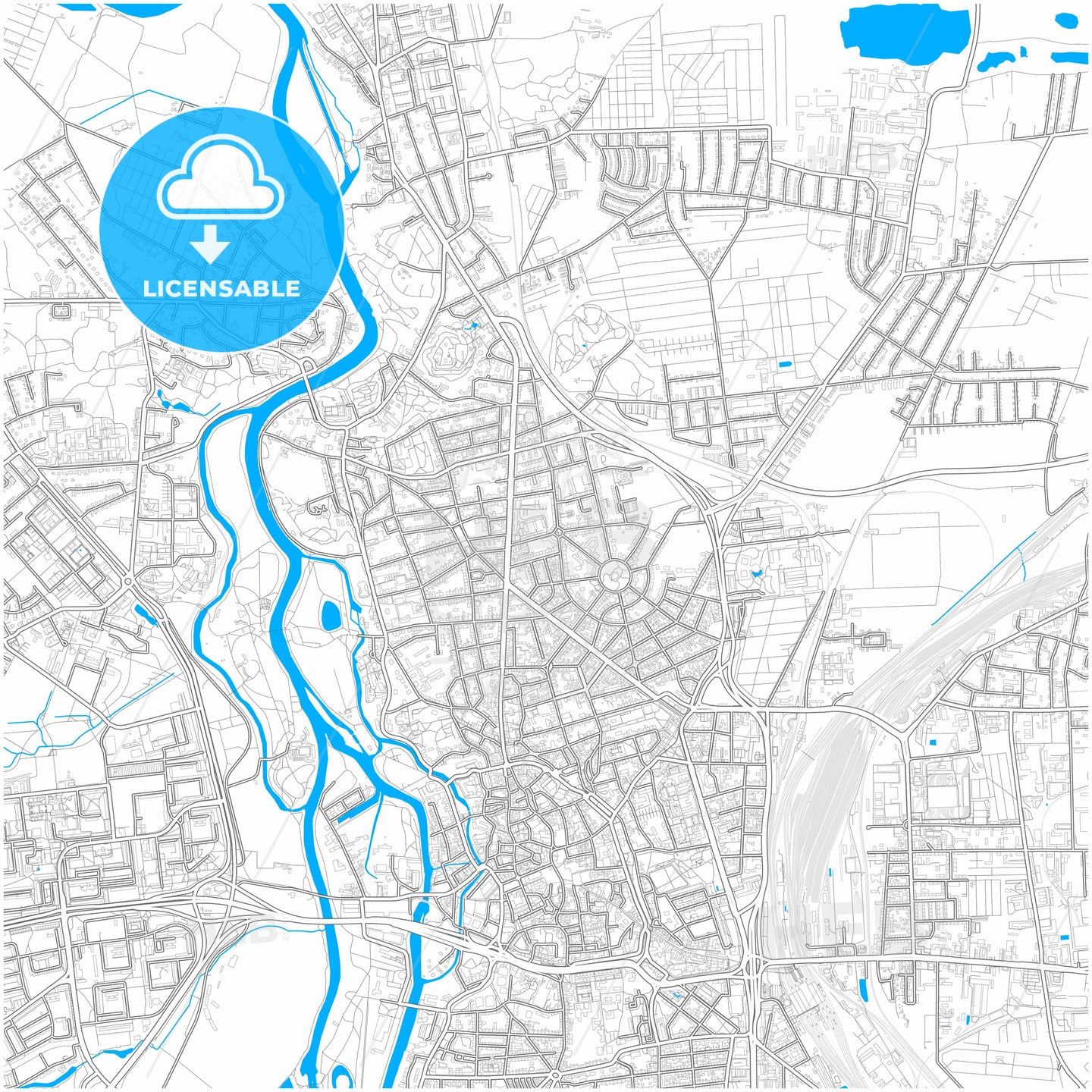 Halle (Saale), Saxony-Anhalt, Germany, city map with high quality roads.