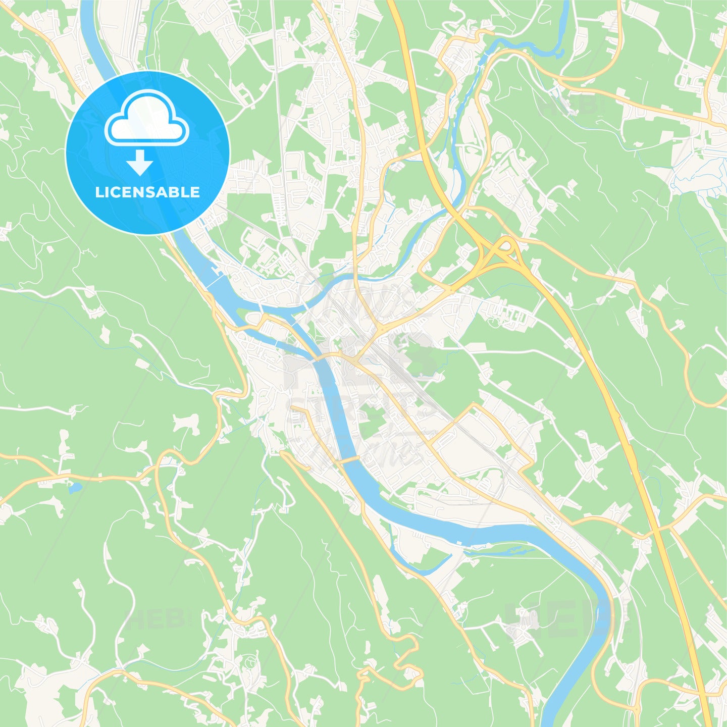 Hallein, Austria Vector Map - Classic Colors