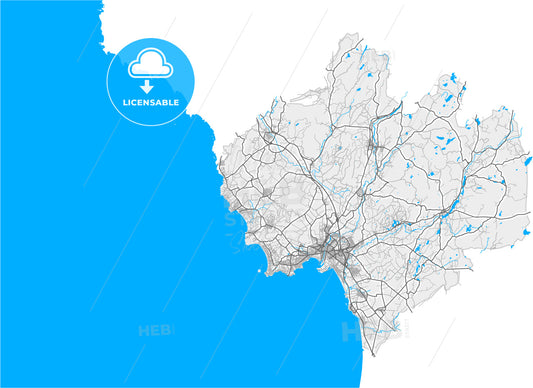 Halmstad, Sweden, high quality vector map