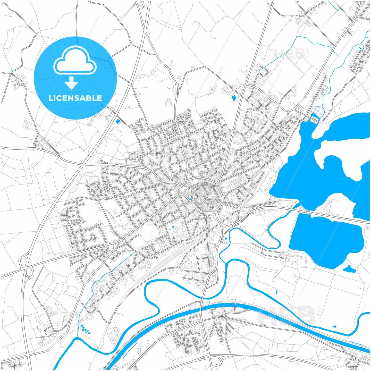 Haltern am See, North Rhine-Westphalia, Germany, city map with high quality roads.