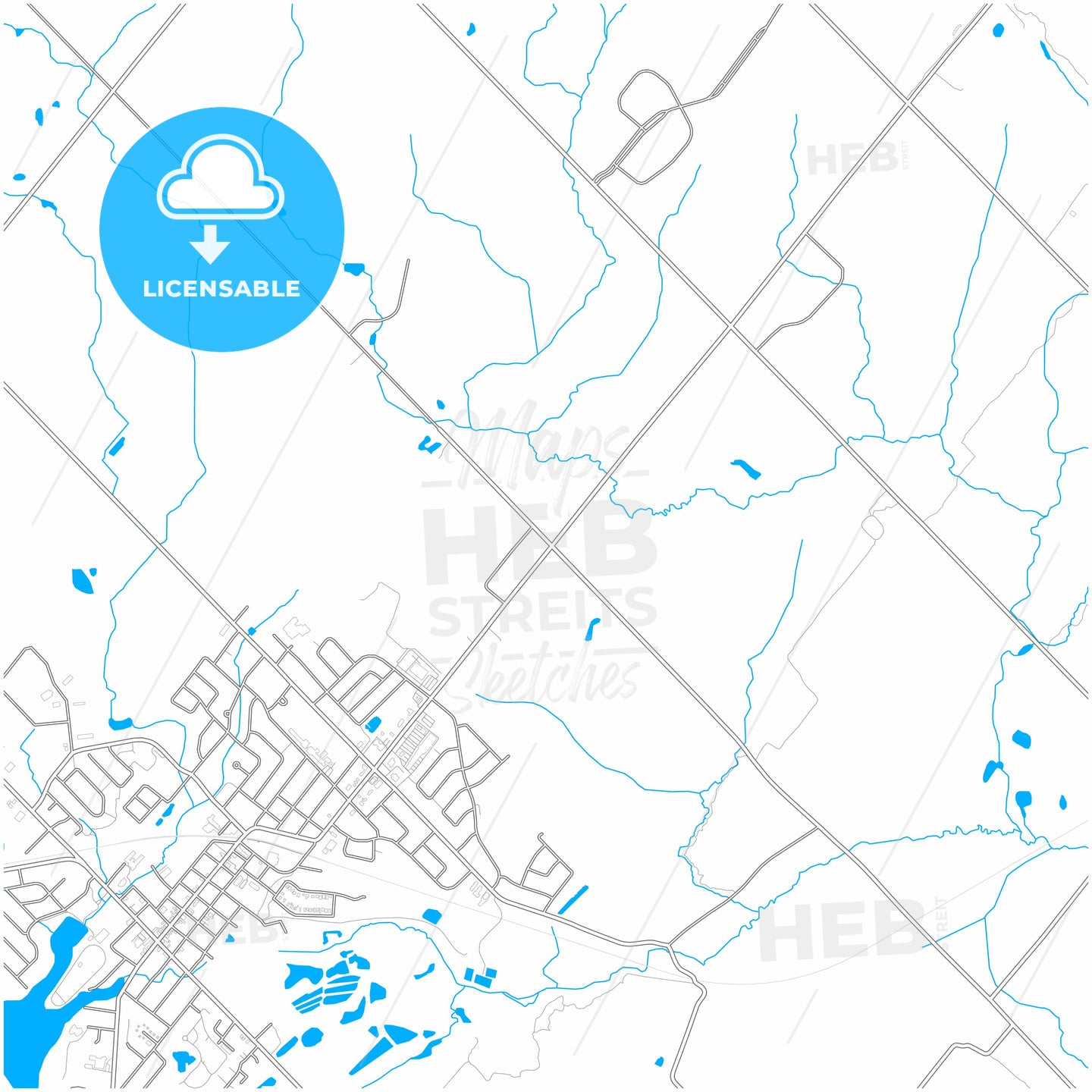 Halton Hills, Ontario, Canada, city map with high quality roads.