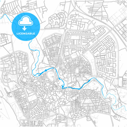 Hama, Syria, city map with high quality roads.