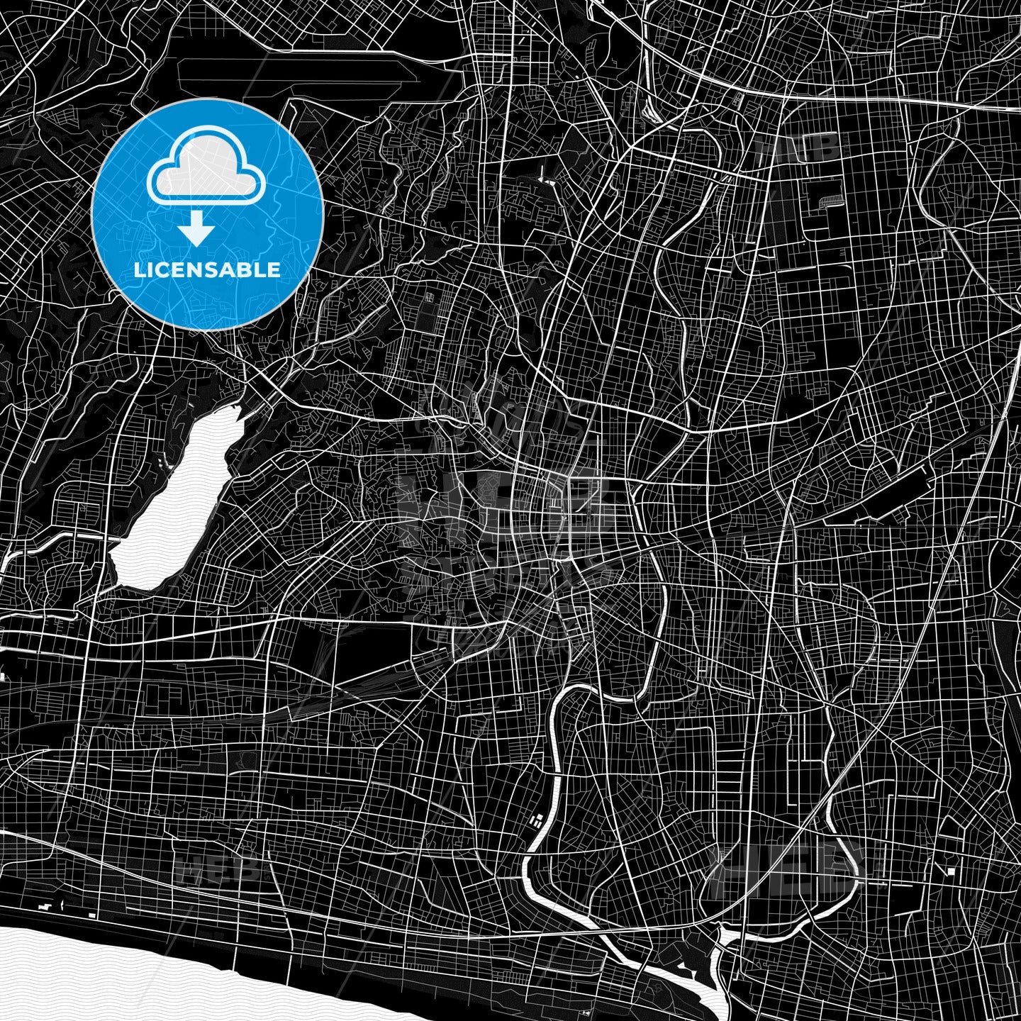 Hamamatsu, Japan Pdf Vector Map Black And White – HEBSTREITS