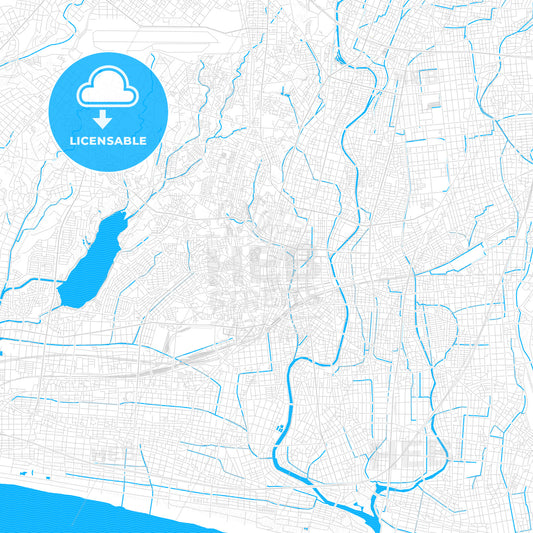 Hamamatsu, Japan PDF vector map with water in focus