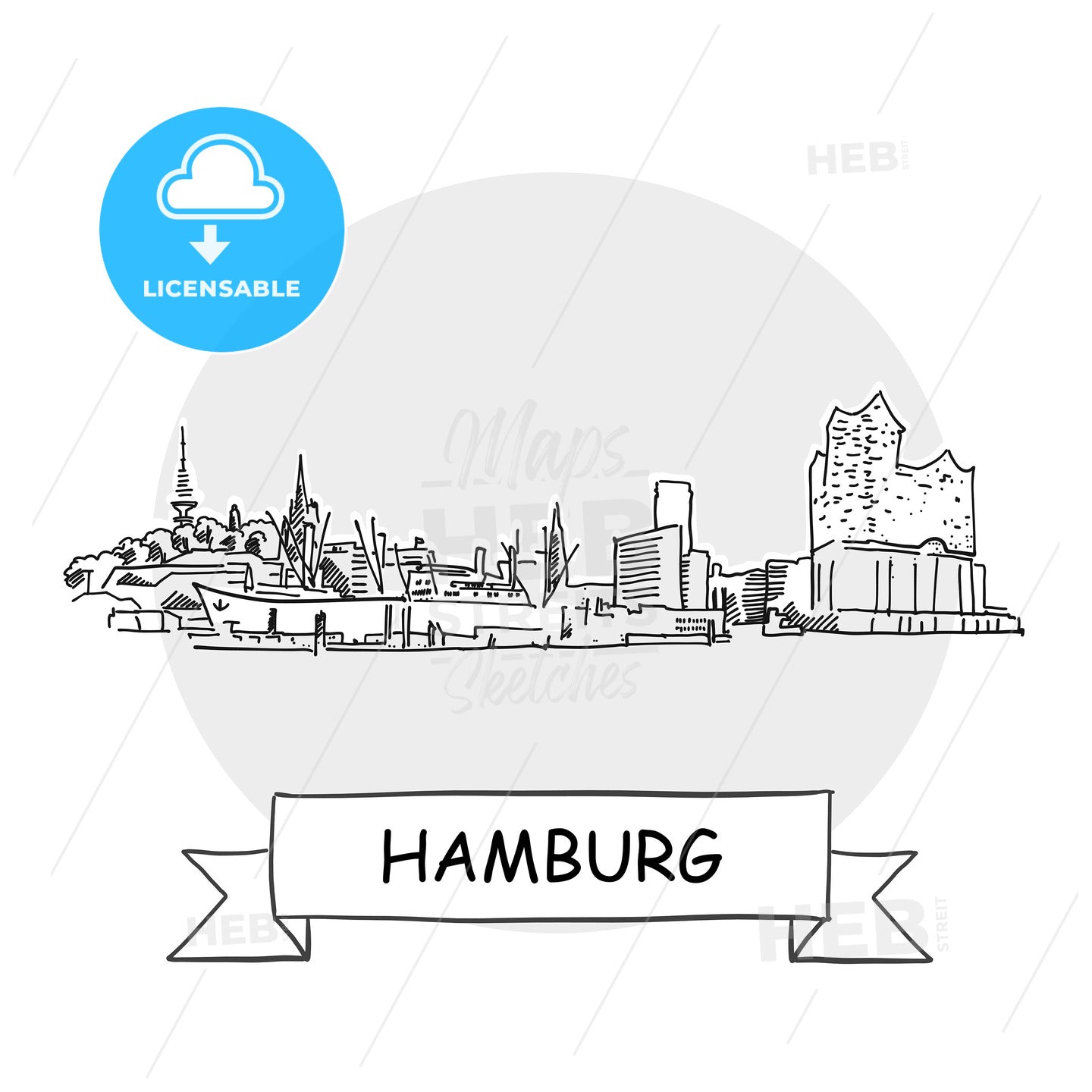Hamburg Cityscape Vector Sign – instant download