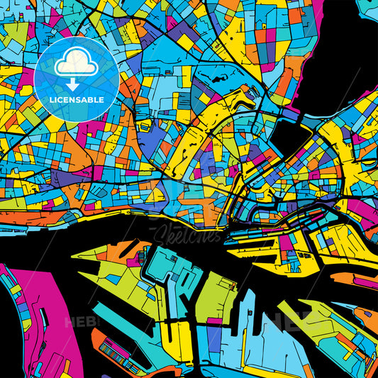 Hamburg Colorful Vector Map on Black