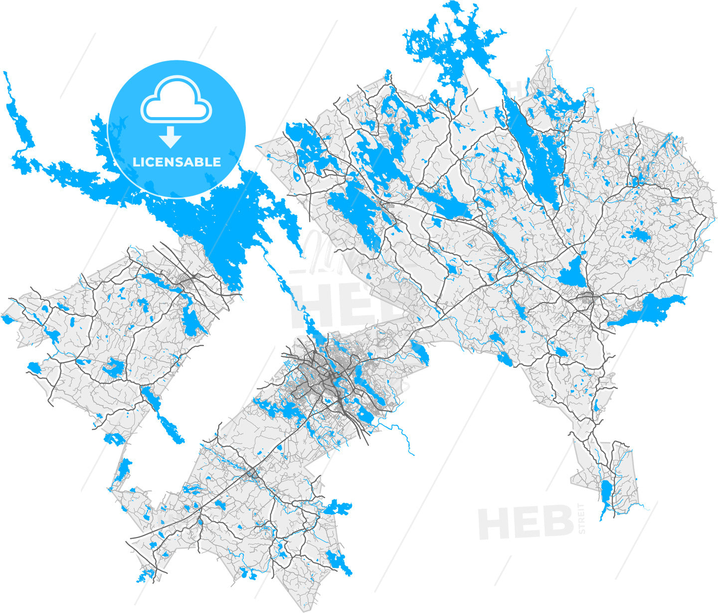 Hämeenlinna, Finland, high quality vector map