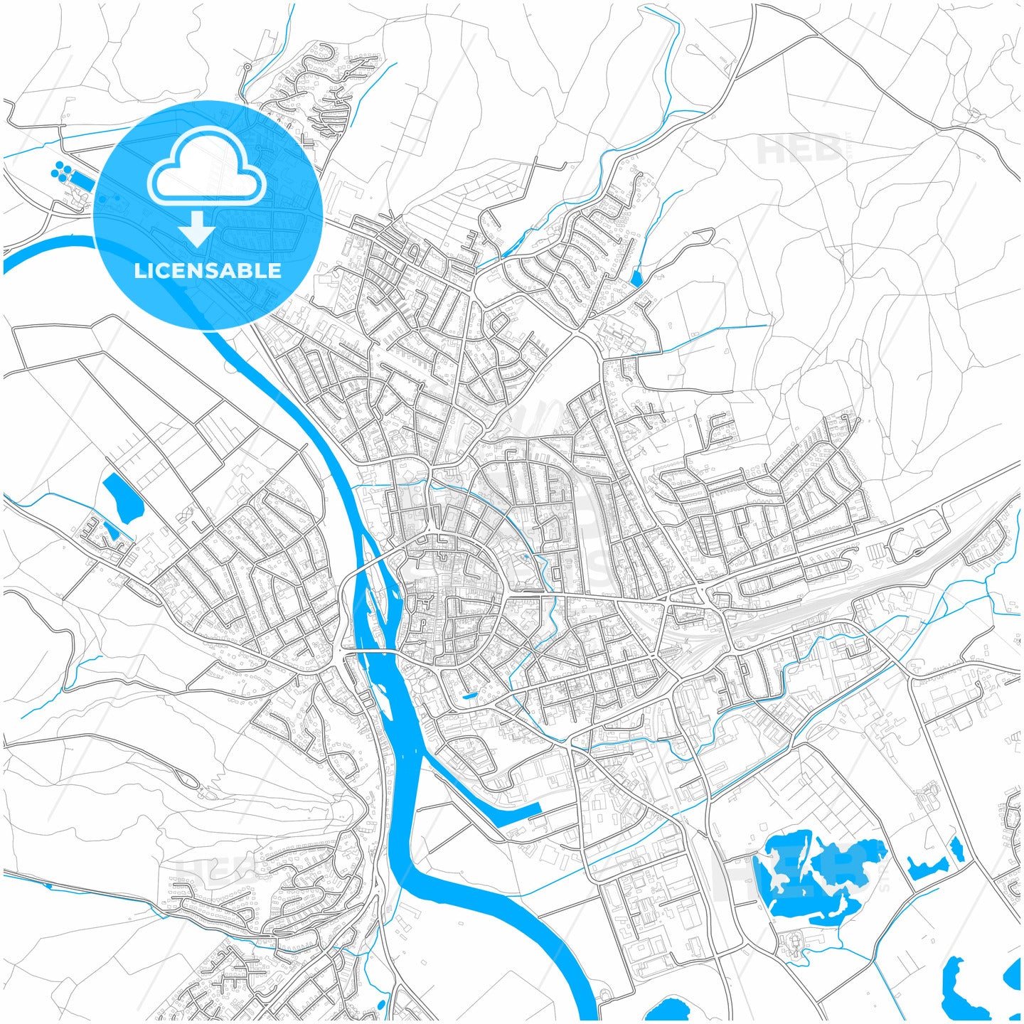 Hameln, Lower Saxony, Germany, city map with high quality roads.