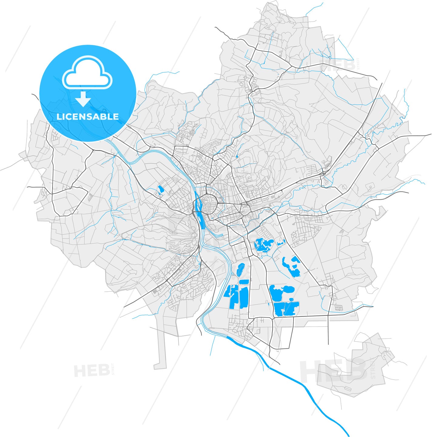 Hameln, Lower Saxony, Germany, high quality vector map