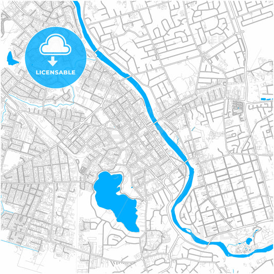 Hamilton, New Zealand, city map with high quality roads.