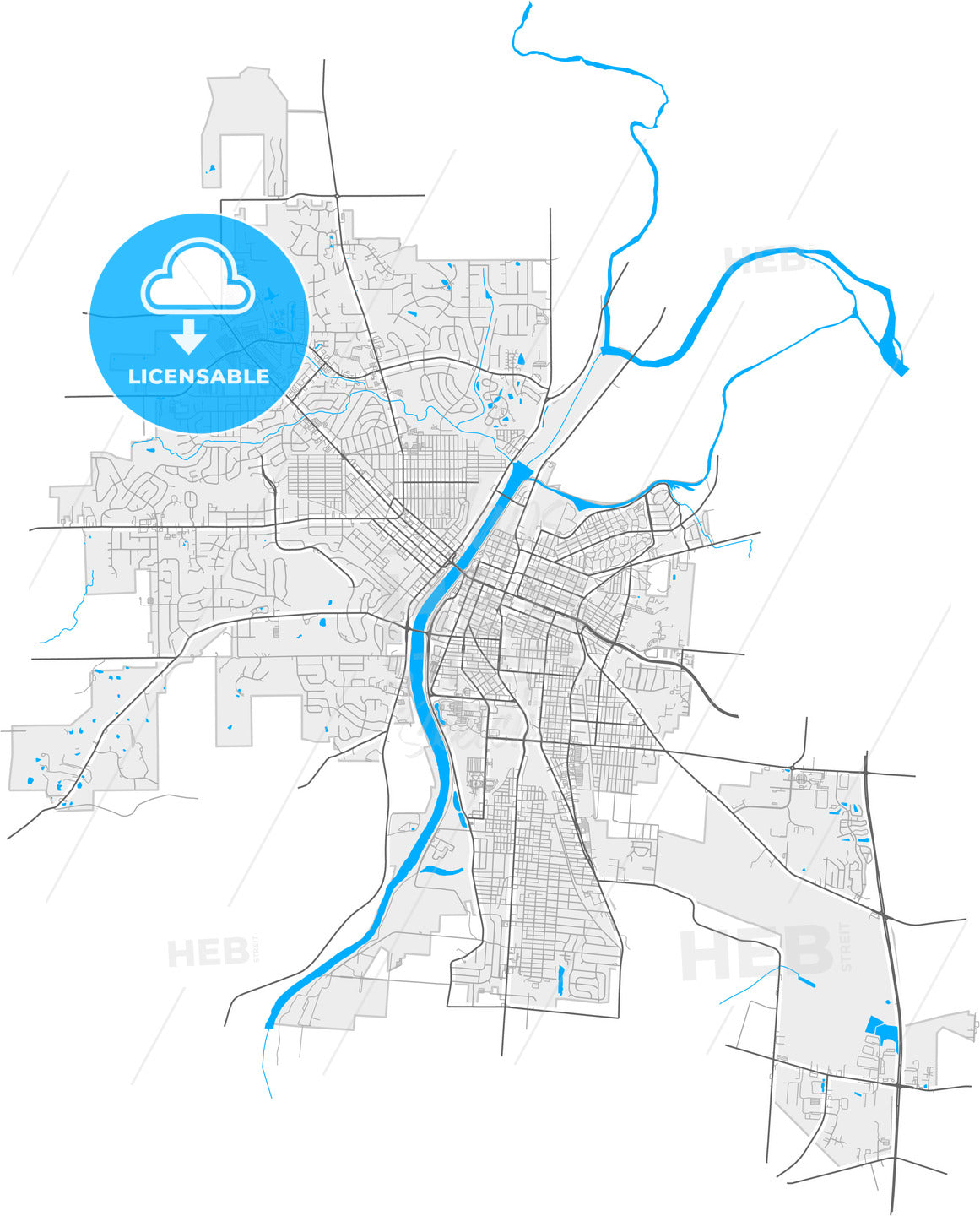 Hamilton, Ohio, United States, high quality vector map