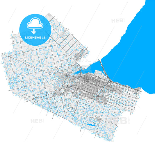 Hamilton, Ontario, Canada, high quality vector map