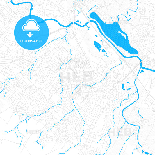 Hamilton, Scotland PDF vector map with water in focus
