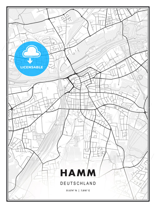 Hamm, Germany, Modern Print Template in Various Formats - HEBSTREITS Sketches