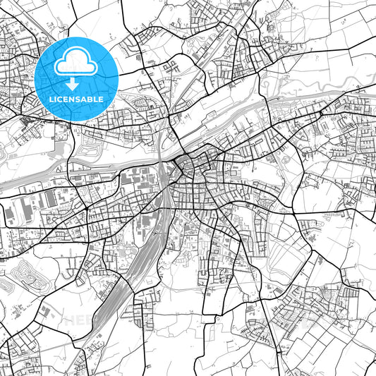 Hamm, Germany, vector map with buildings