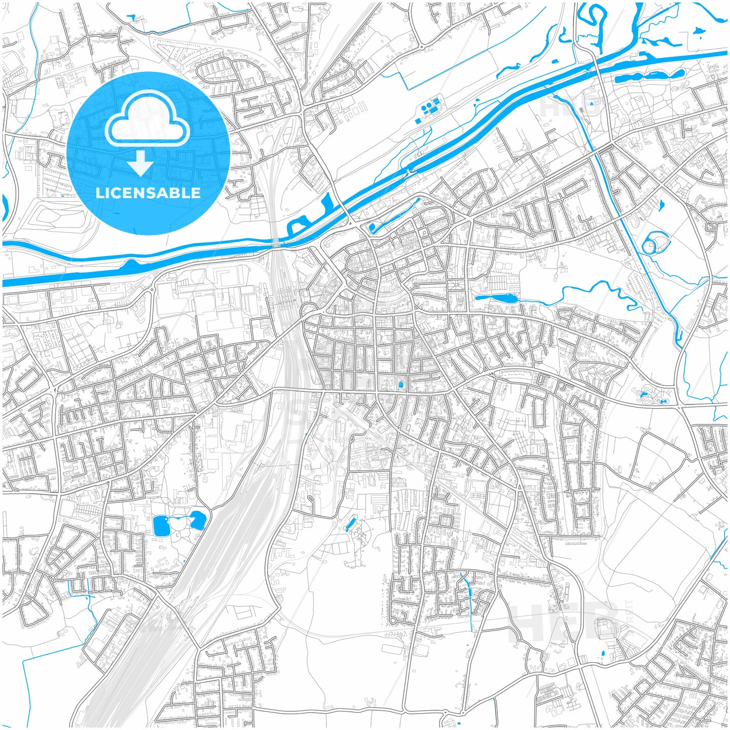 Hamm, North Rhine-Westphalia, Germany, city map with high quality roads.