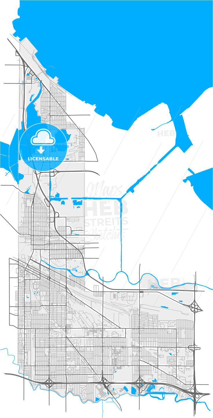 Hammond, Indiana, United States, high quality vector map