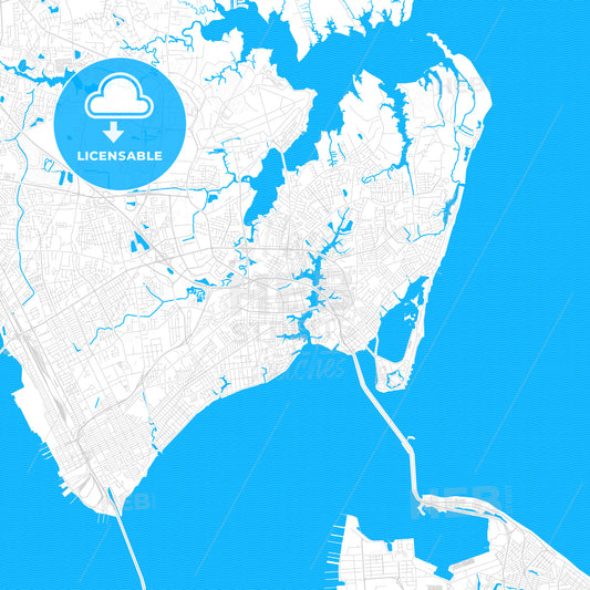 Hampton, Virginia, United States, PDF vector map with water in focus