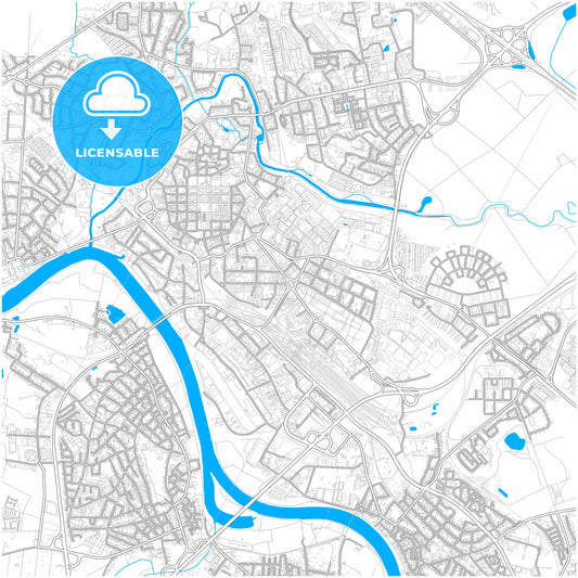 Hanau, Hesse, Germany, city map with high quality roads.