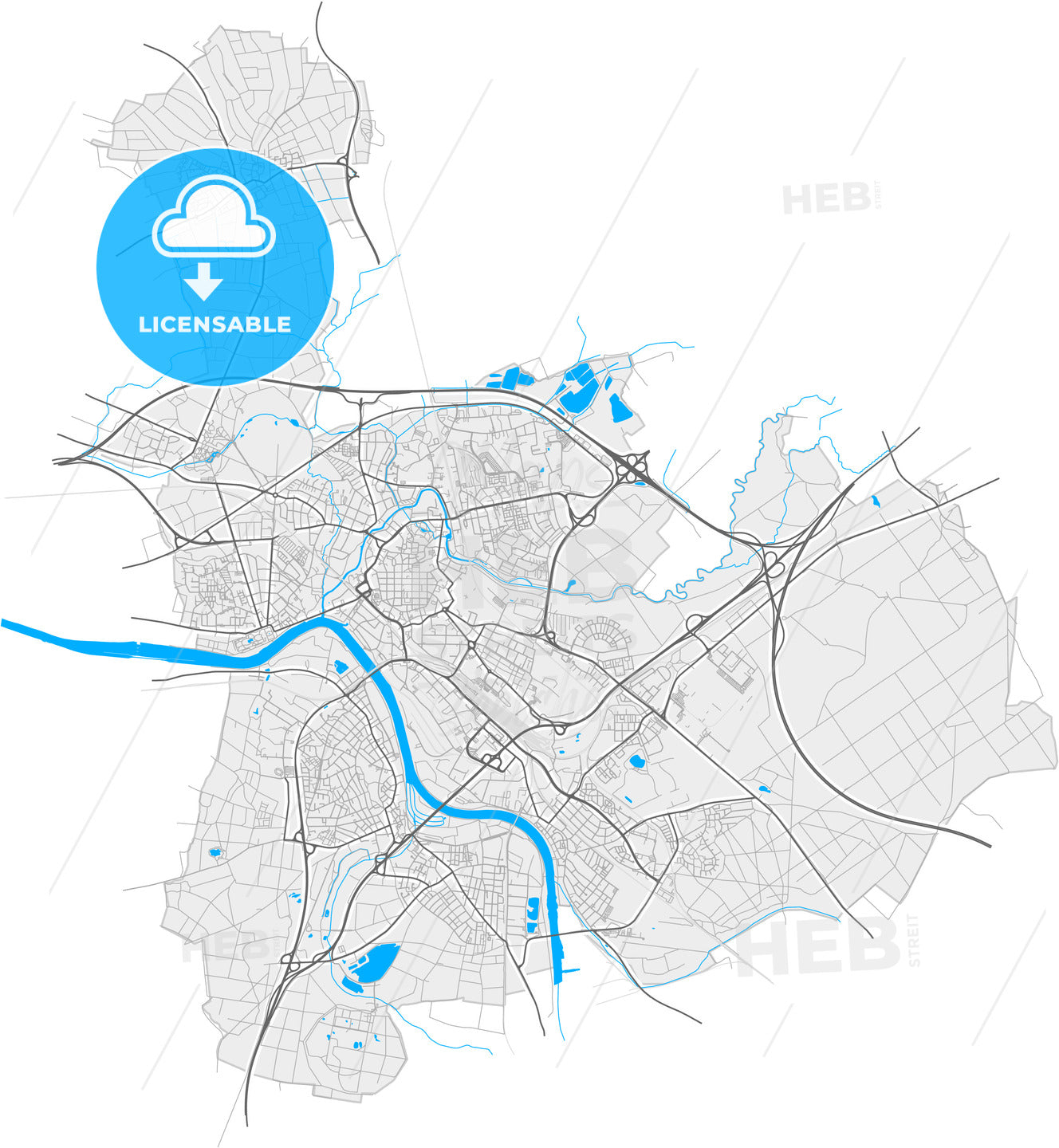 Hanau, Hesse, Germany, high quality vector map