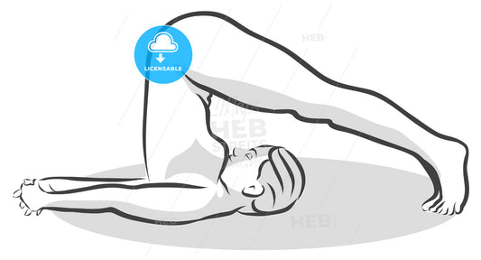 Hand Drawn Halasana Plow Pose, Yoga Woman – instant download