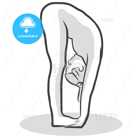 Hand Drawn Padahastasana Hand under Foot Pose, Yoga Woman – instant download