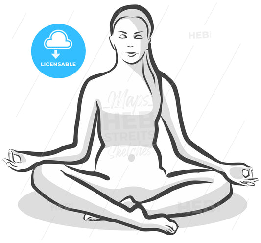 Hand Drawn Siddhasana Perfect Pose, Yoga Woman – instant download