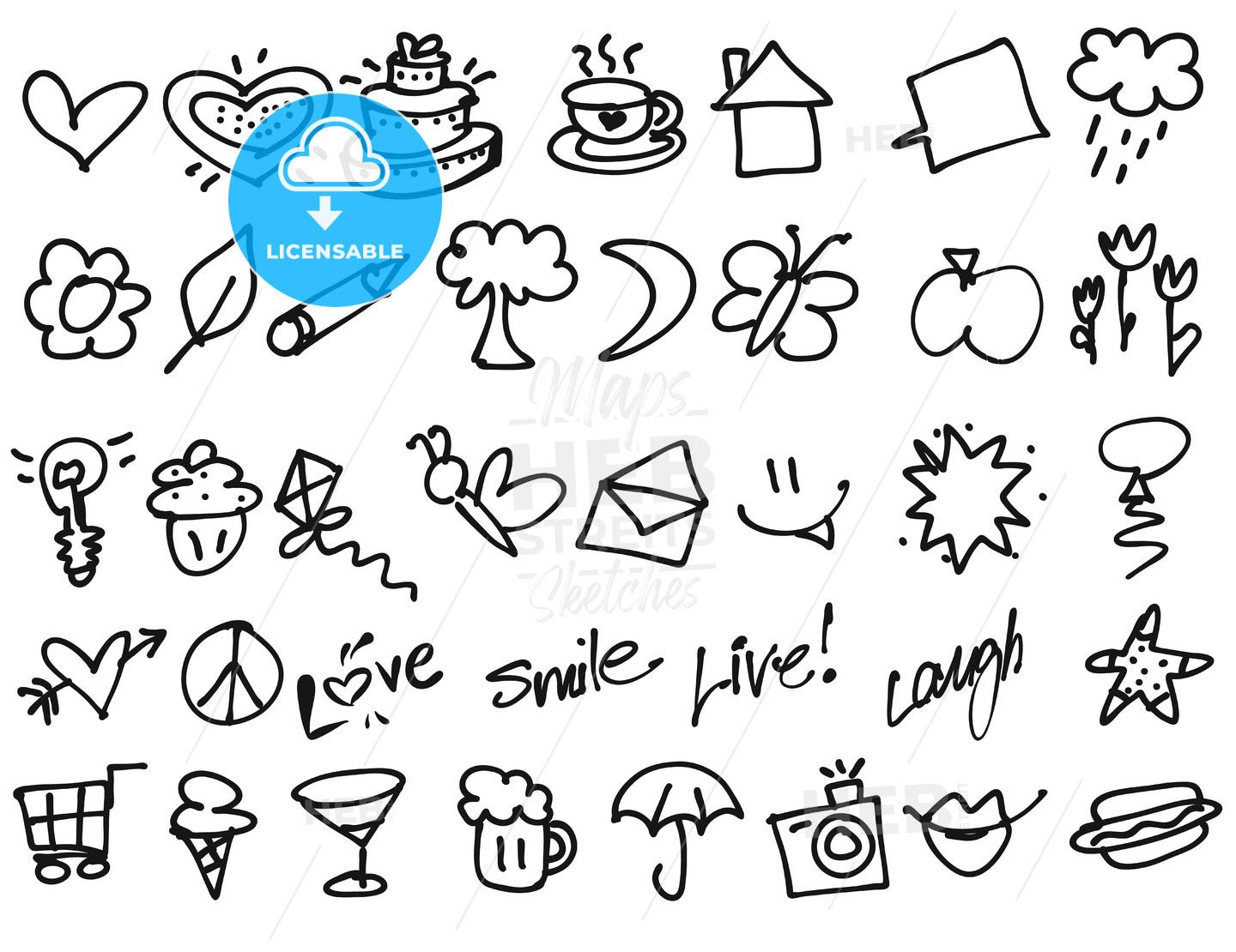Hand drawn Tiny birthday Party doodles – instant download