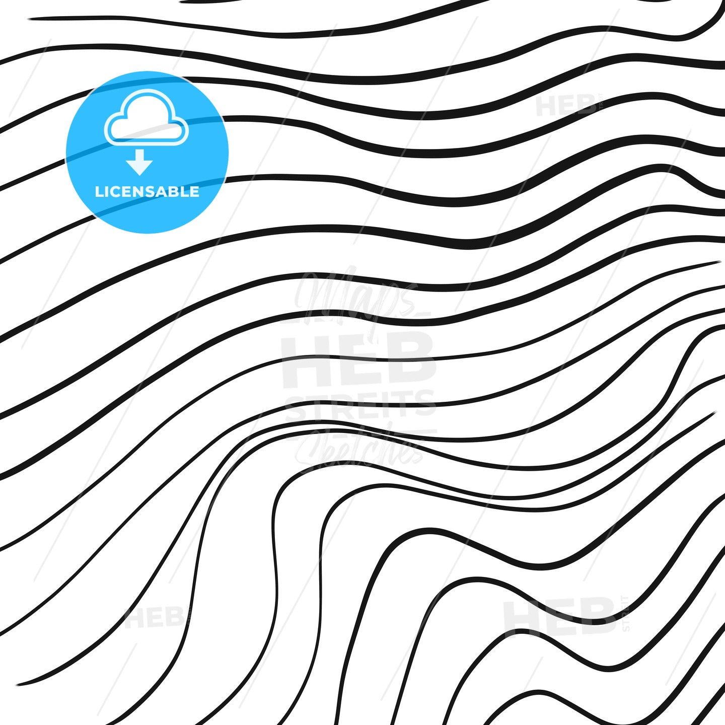 Hand-drawn line art wavy pattern – instant download