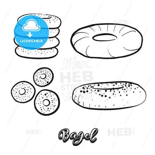 Hand drawn sketch of Bagel food – instant download