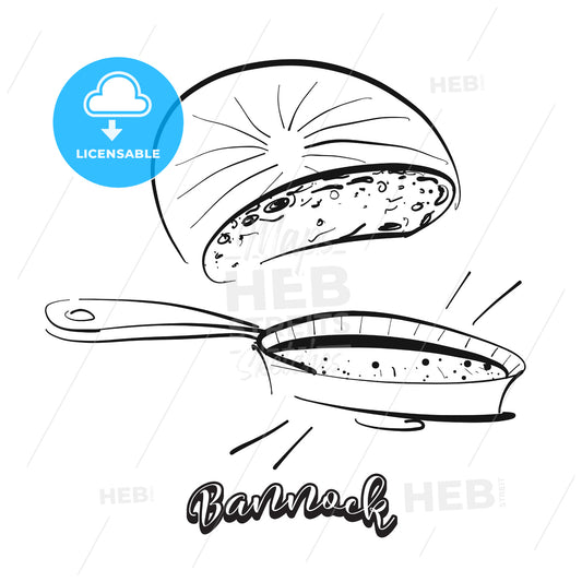 Hand drawn sketch of Bannock bread – instant download