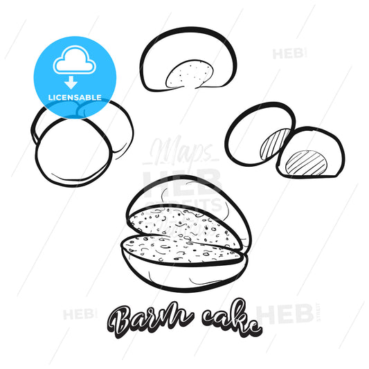 Hand drawn sketch of Barm cake bread – instant download