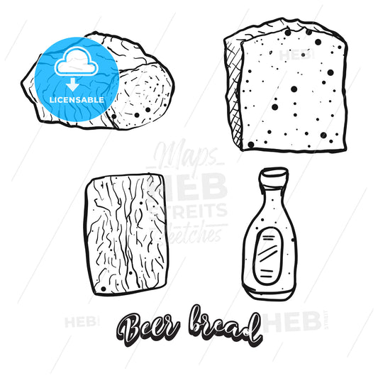 Hand drawn sketch of Beer bread – instant download