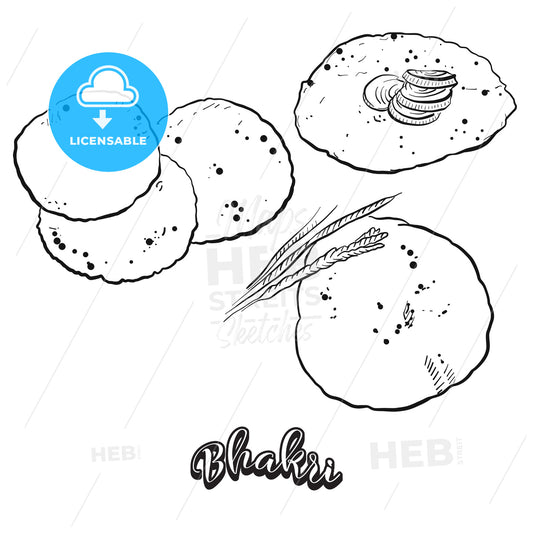Hand drawn sketch of Bhakri bread – instant download